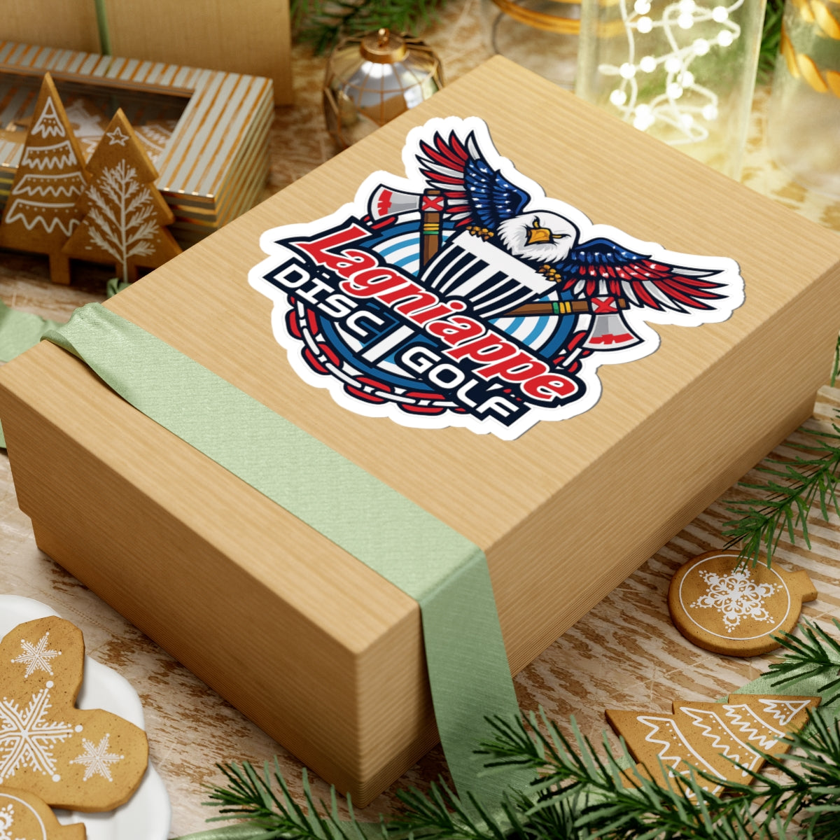 Lagniappe Disc Golf Kiss-Cut Sticker — Patriotic Eagle Disc Golf Logo