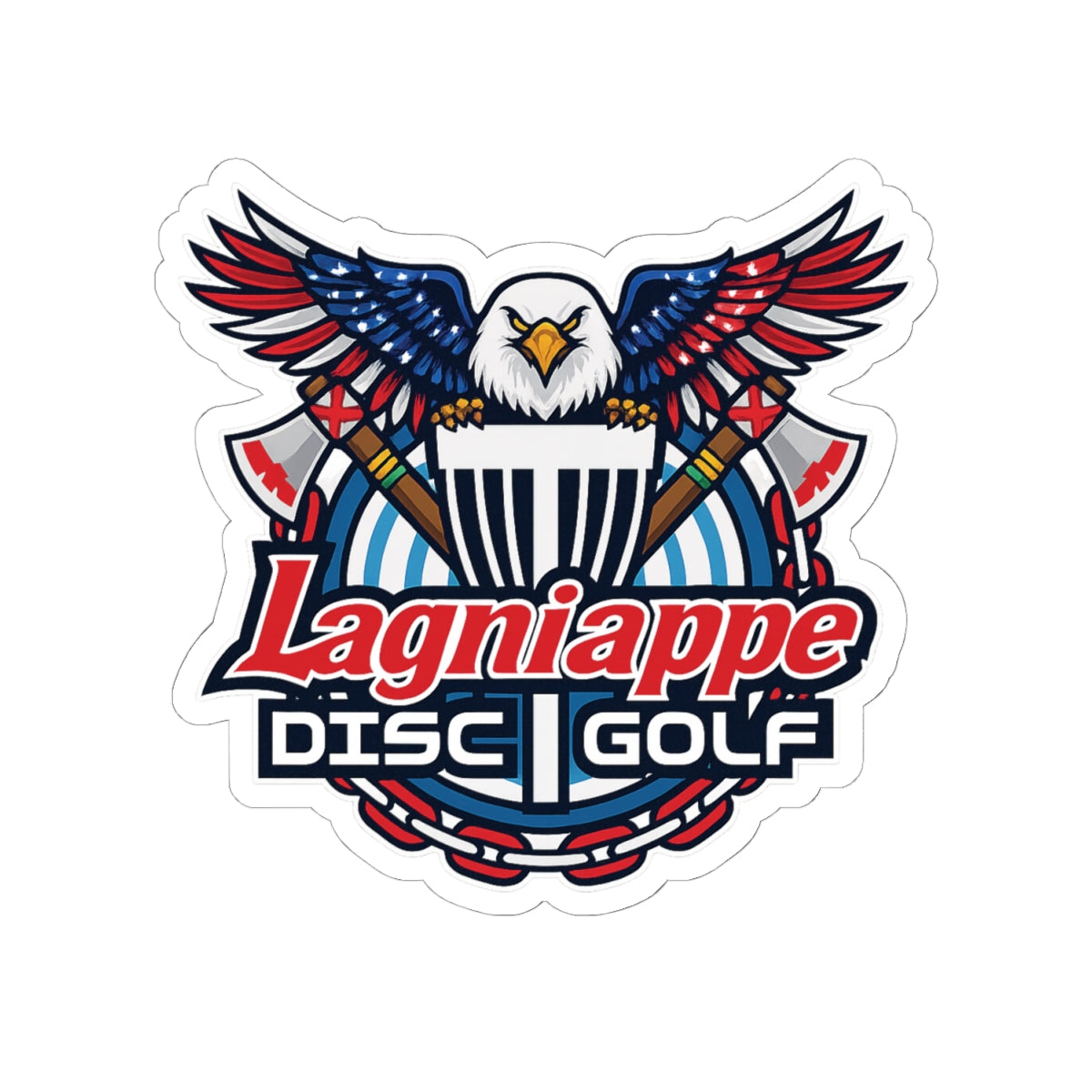 Lagniappe Disc Golf Kiss-Cut Sticker — Patriotic Eagle Disc Golf Logo