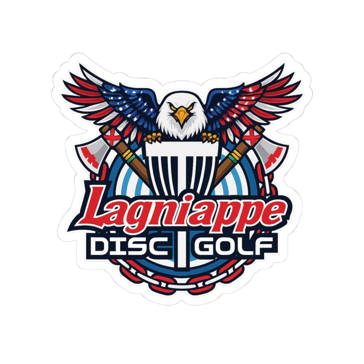 Lagniappe Disc Golf Kiss-Cut Sticker — Patriotic Eagle Disc Golf Logo