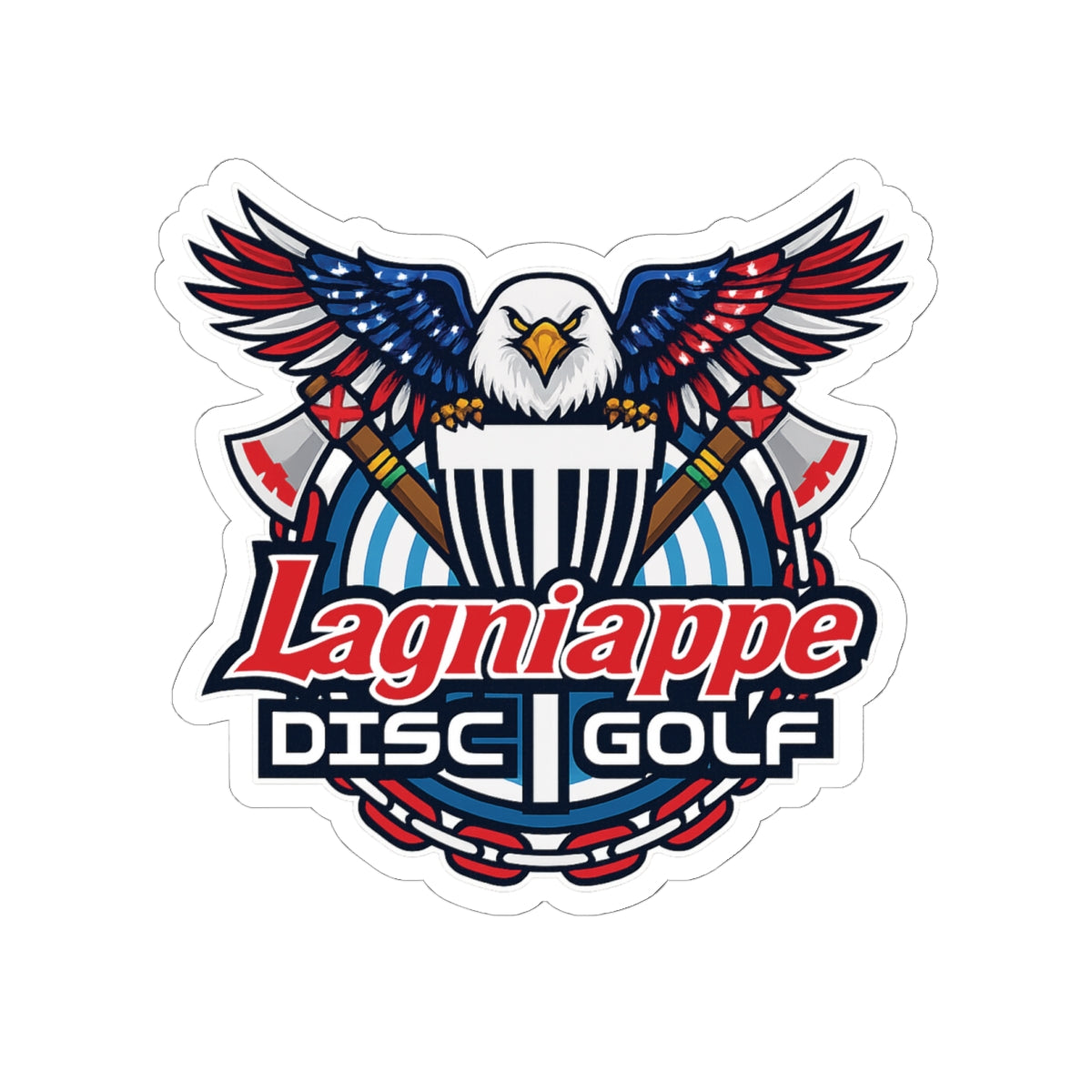 Lagniappe Disc Golf Kiss-Cut Sticker — Patriotic Eagle Disc Golf Logo