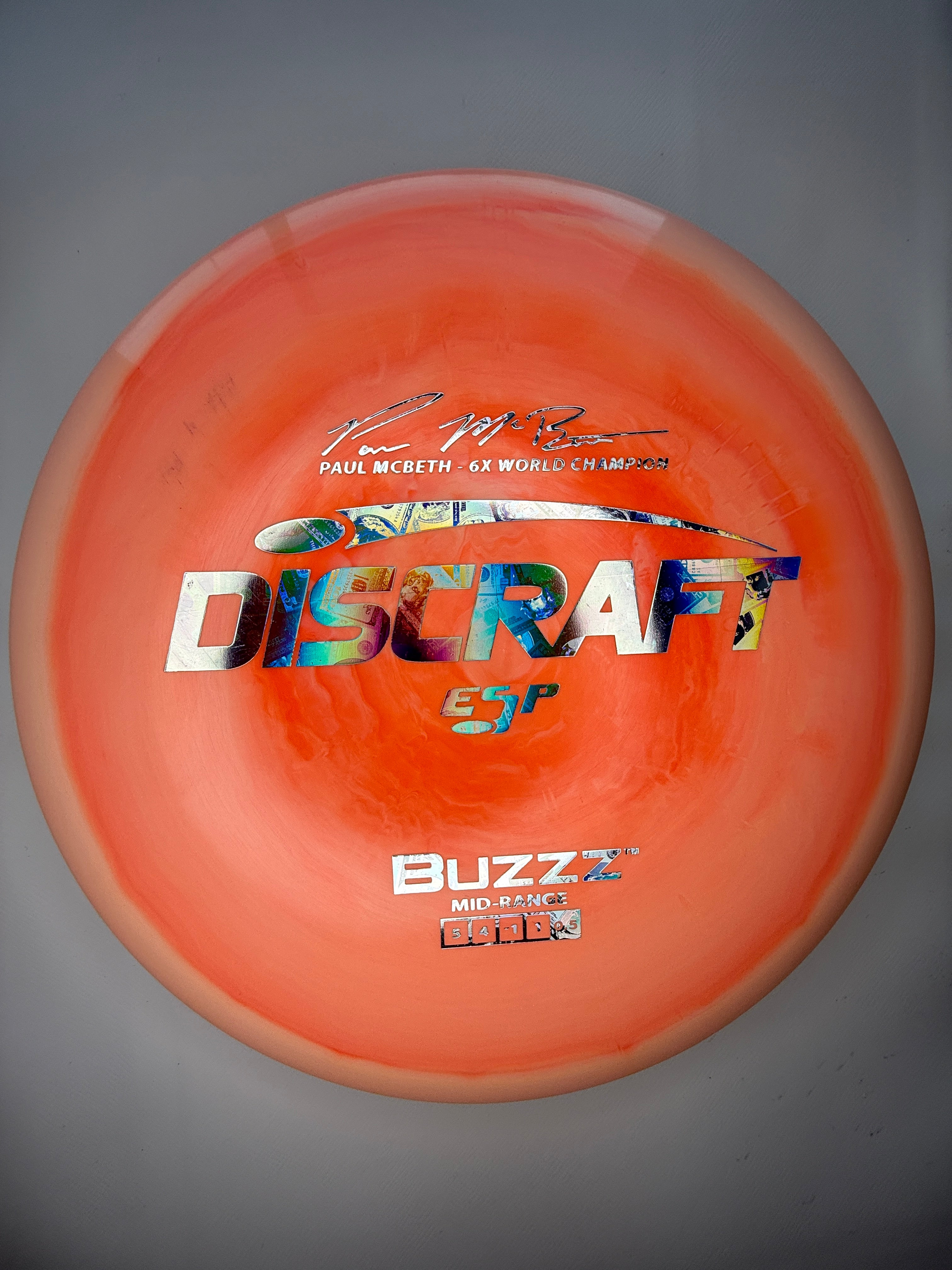 Discraft ESP Buzzz Orange Swirl Silver Rainbow Dollar Bill Foil 6x Paul McBeth 175-176g